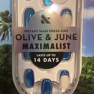 Olive & June Maximalist Press-On Nails Denim Mixed Pack Round Short 42ct New
